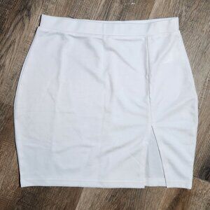 🤍⭐NWOT! White High Waisted Bodycon Mini Skirt Y2K Stretchy Party Side Slit-S